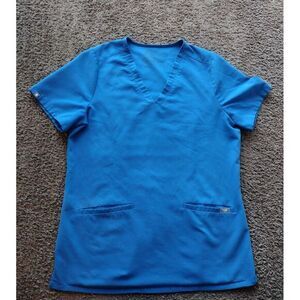 Figs Casma‎ Three Pocket Scrub Top Womens M Royal Blue FW1100 Health Care Vneck
